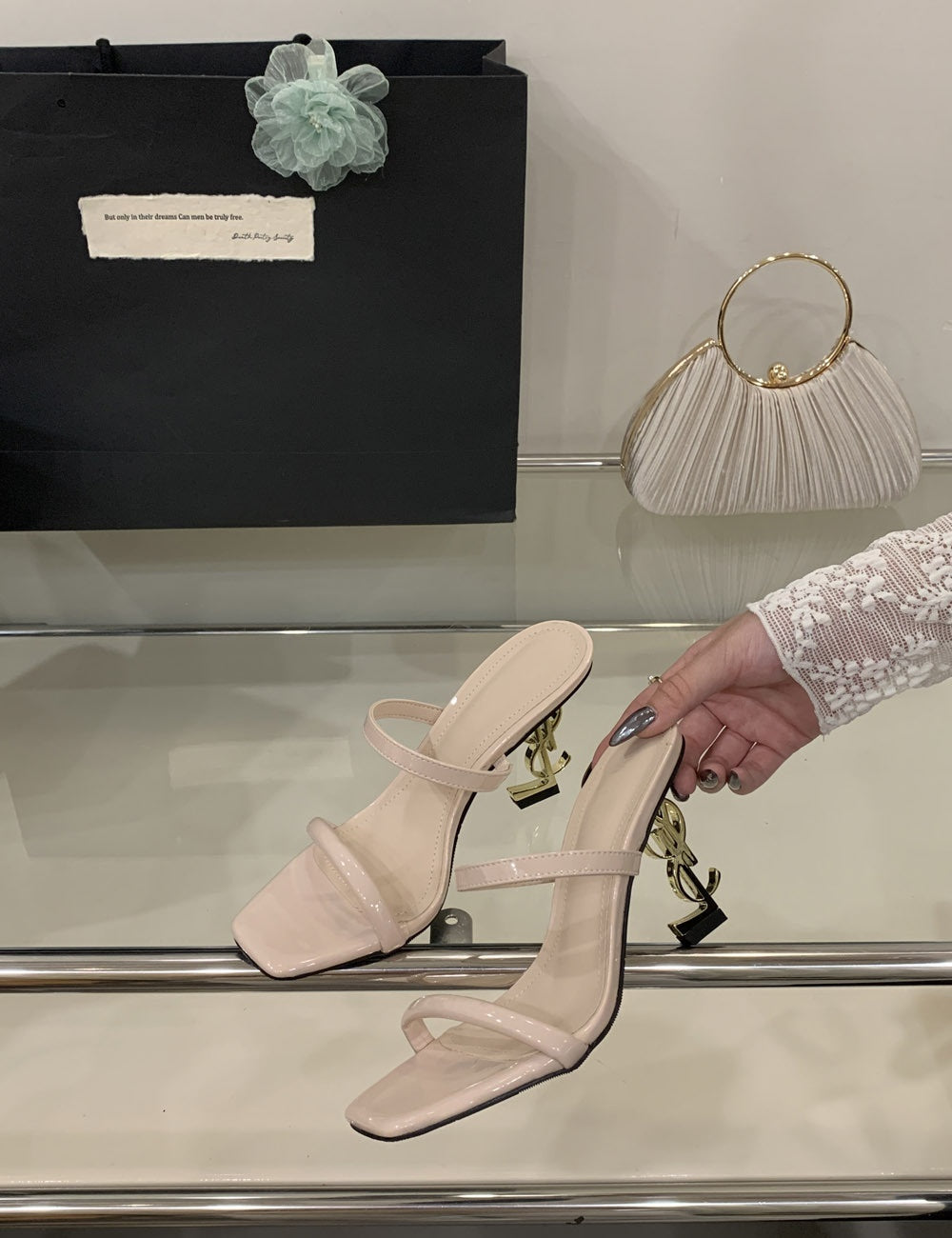 Saint Laurent Open Toe High Heels Pattern 2