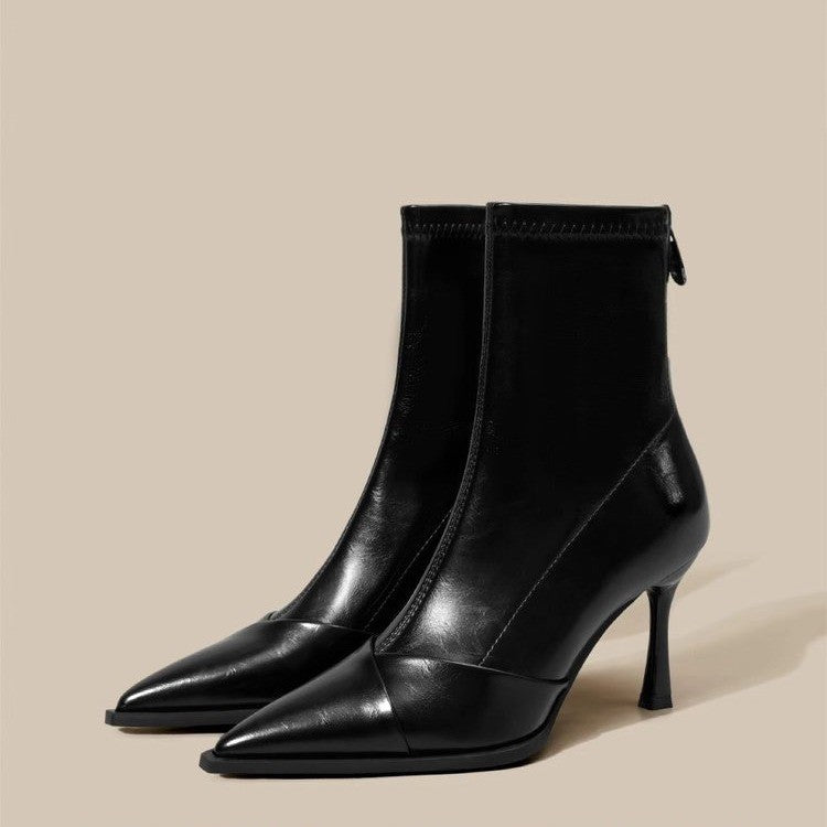 VERV Black Pointed High Heel Boots
