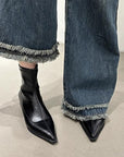 Black leather ankle boots