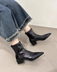 Black leather ankle boots 