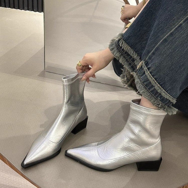 Black leather ankle boots 