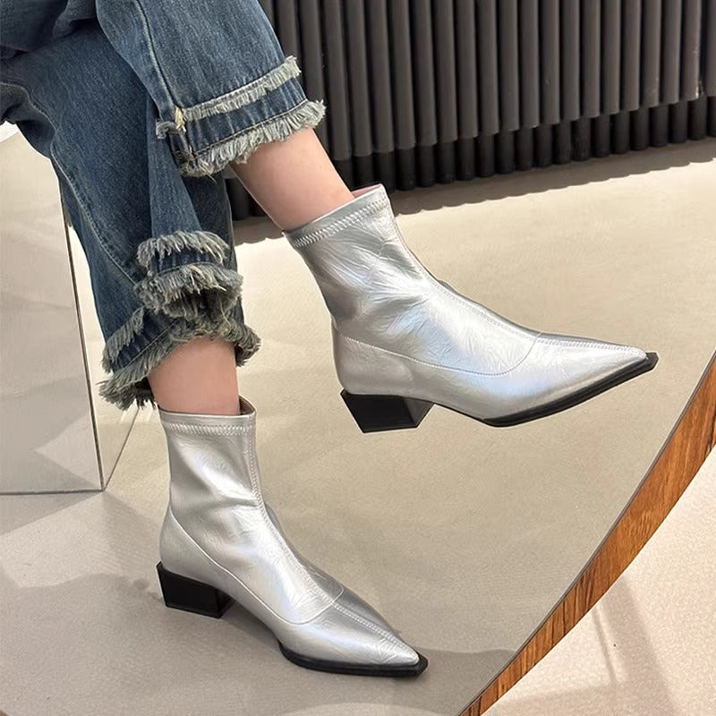 Black leather ankle boots 