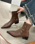 Brown leather ankle boots 
