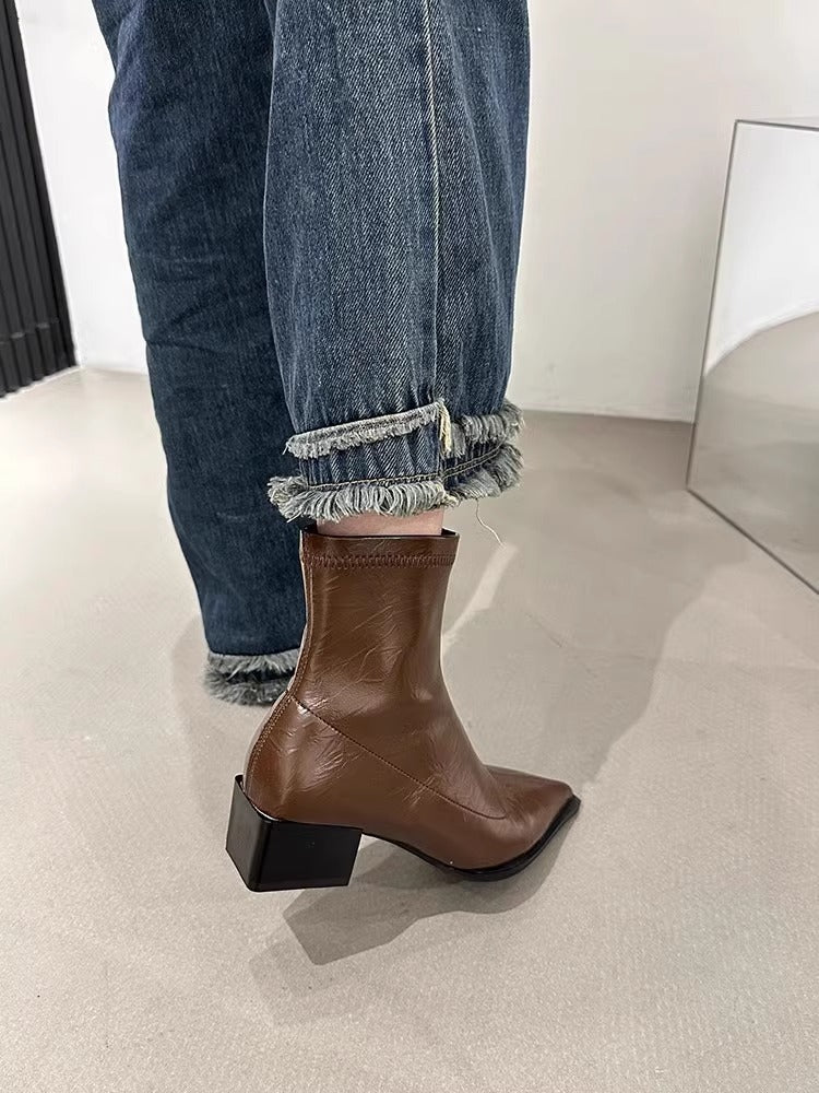 Black leather ankle boots 