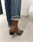 Black leather ankle boots 