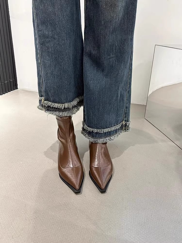 Black leather ankle boots 