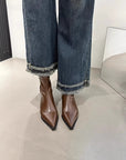 Black leather ankle boots 
