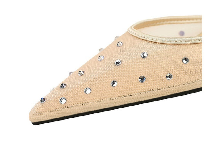 Lopez Rhinestone Mesh Kitten Heels