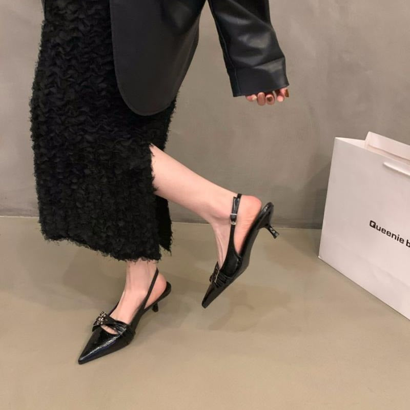 zara style 3 strap sling back kitten heels