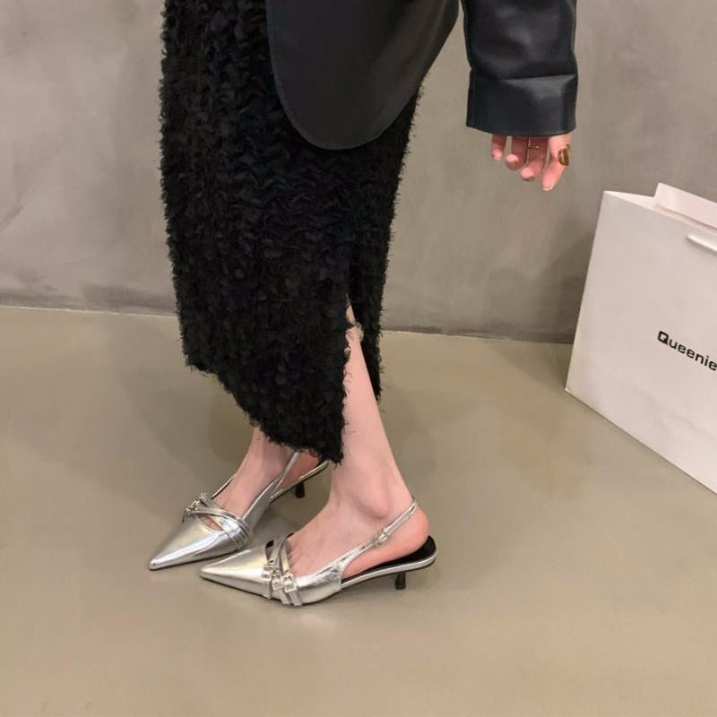 zara style 3 strap sling back kitten heels