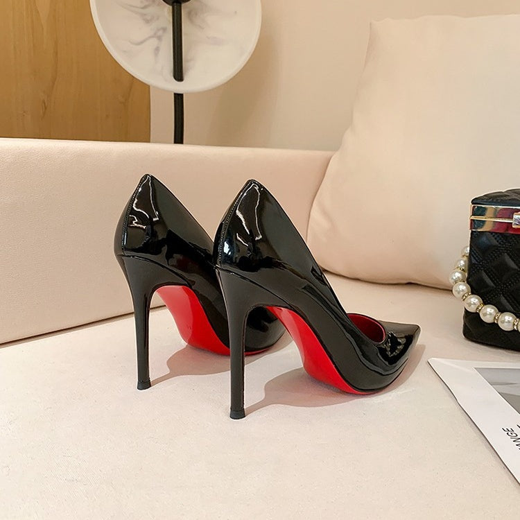 Christian Louboutin inspired black pumps with high heels and red soles