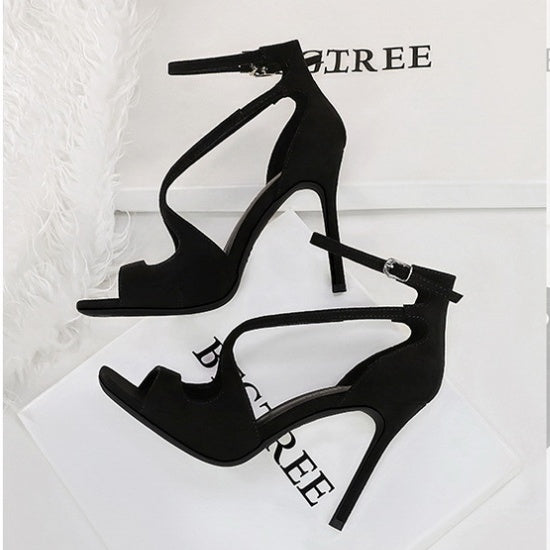 Black Open Toe High Heel Sandal