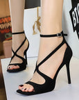 Black Open Toe High Heel Sandal