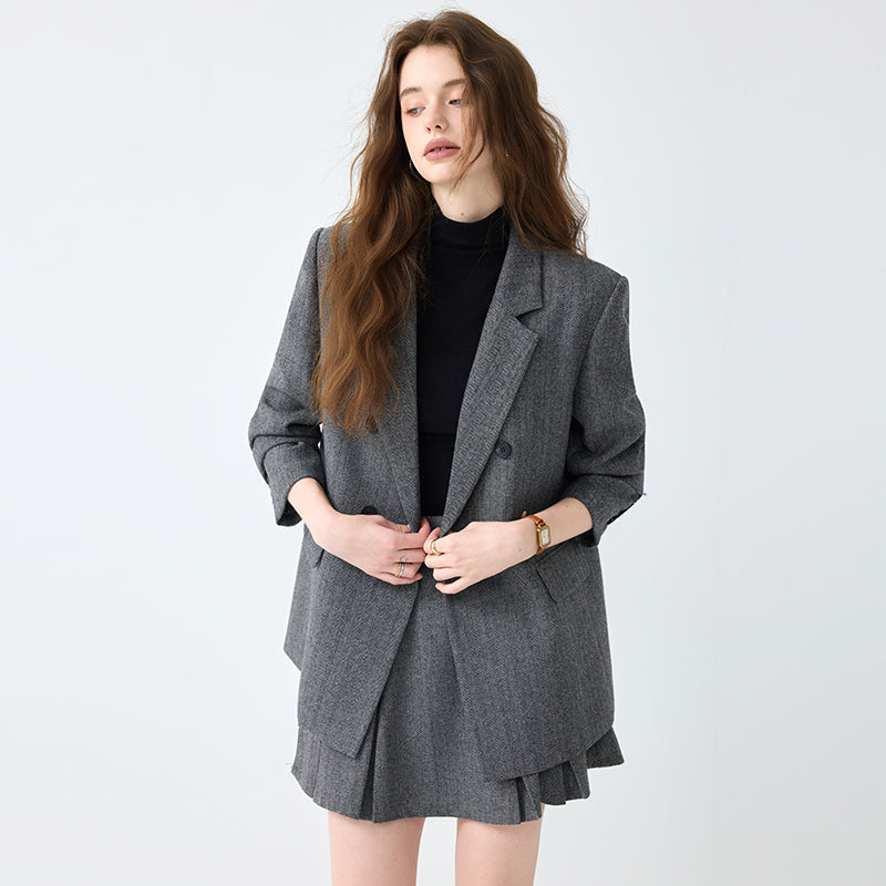 Grey Formal Skirt Suit Set