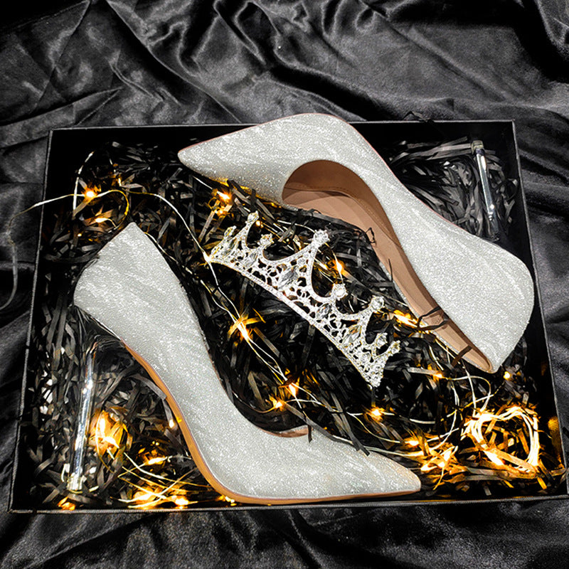 VERV Silver Glittery High Heels