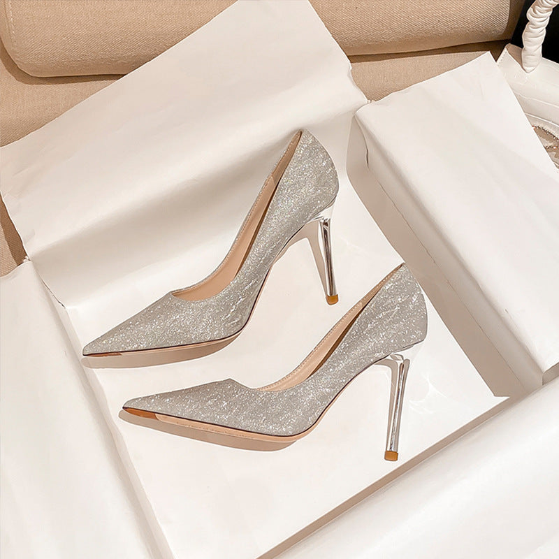 VERV Silver Glittery High Heels