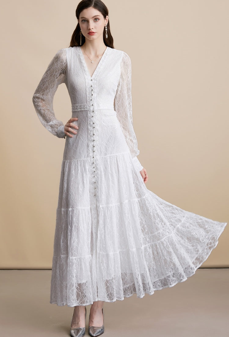 White Lace Maxi Dress