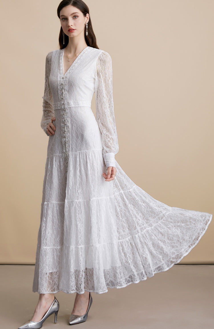 White Lace Maxi Dress