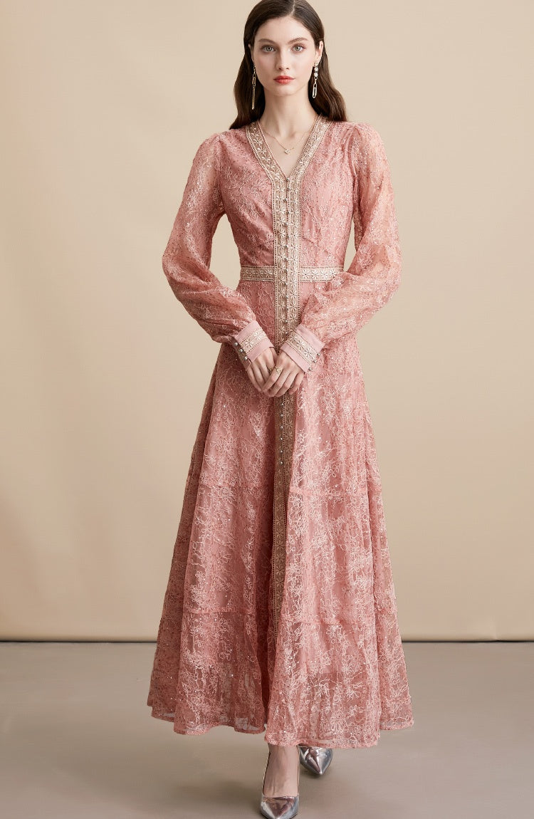 red lace pretty maxi dress
