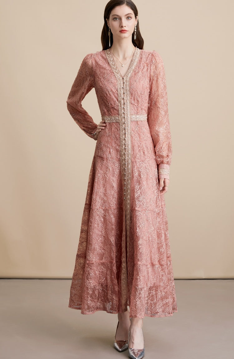 red lace pretty maxi dress