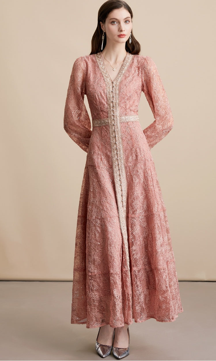 red lace pretty maxi dress
