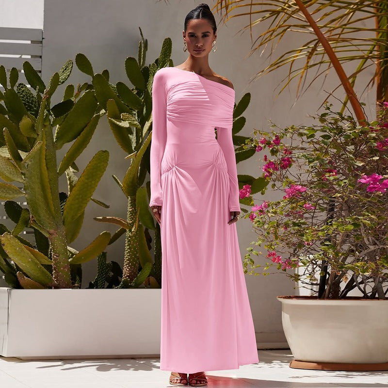 Cinched fall waist maxi dress