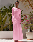 Cinched fall waist maxi dress