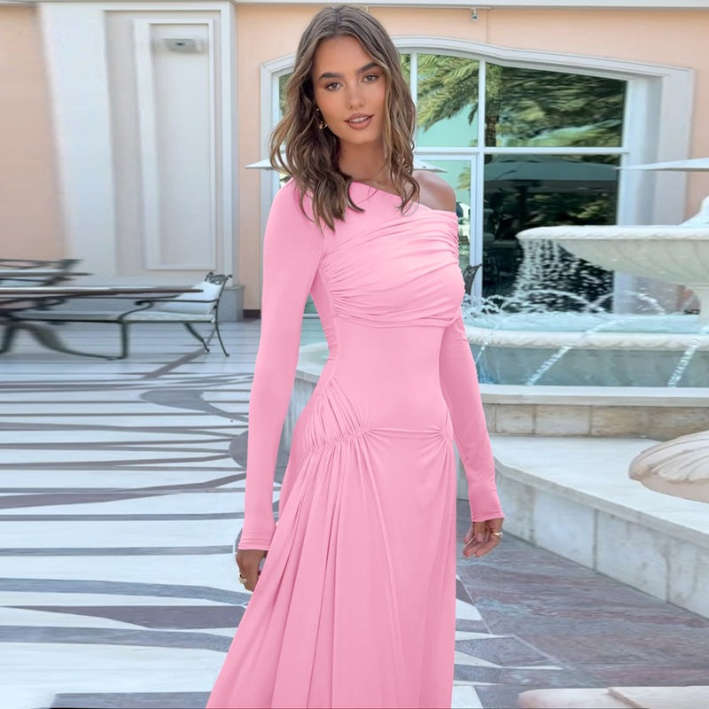 Cinched fall waist maxi dress