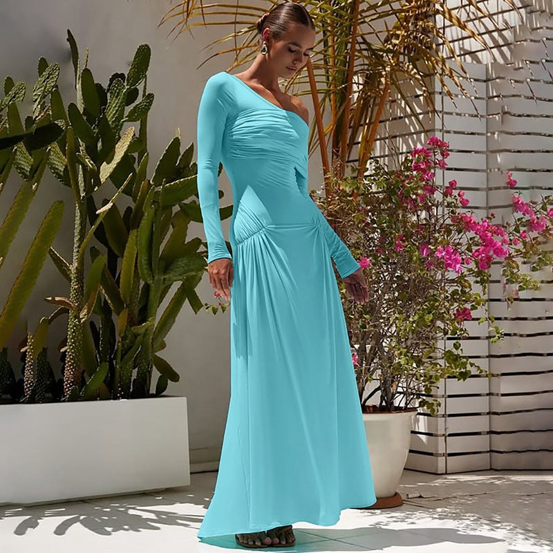 Cinched fall waist maxi dress