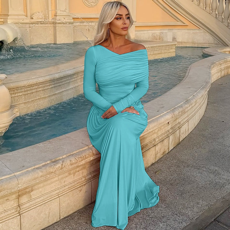 Cinched fall waist maxi dress