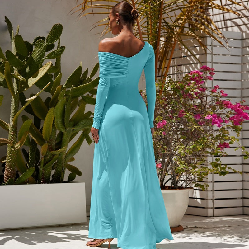 Cinched fall waist maxi dress