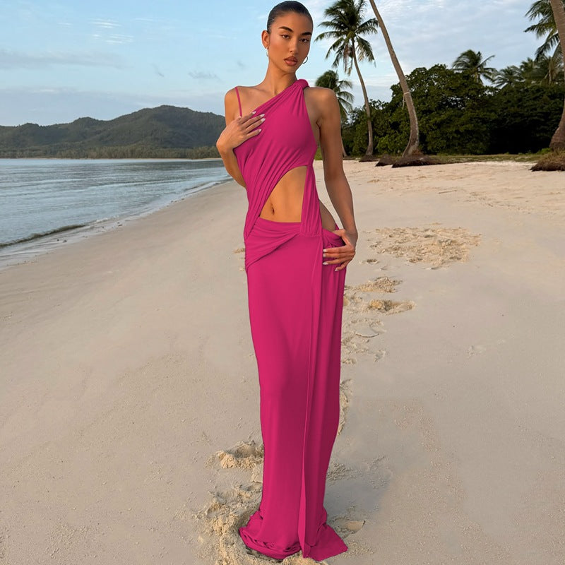 One Shoulder Waist Cut Out Dress