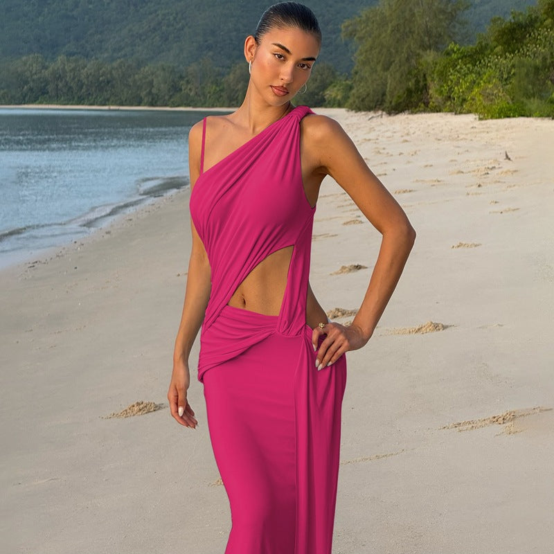 One Shoulder Waist Cut Out Dress
