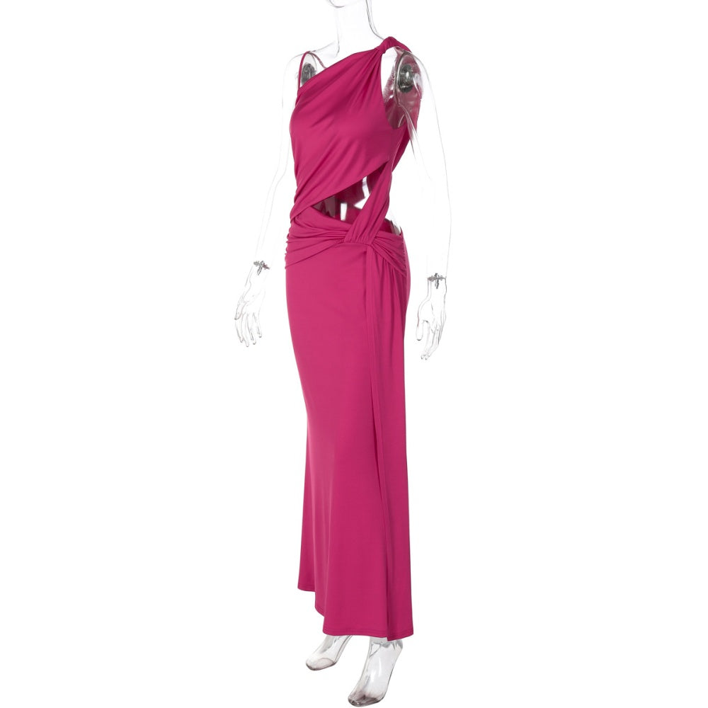 One Shoulder Waist Cut Out Dress