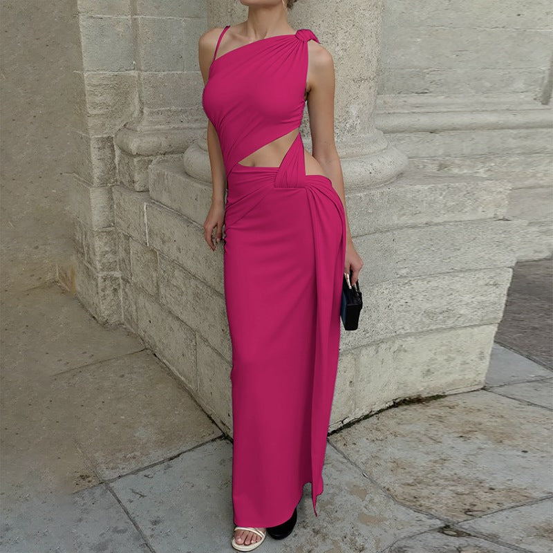 One Shoulder Waist Cut Out Dress