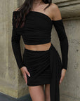 Pleated Off shoulder Skirt Set
