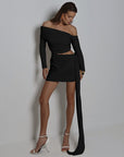 Pleated Off shoulder Skirt Set