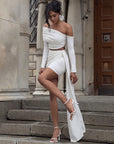 Pleated Off shoulder Skirt Set