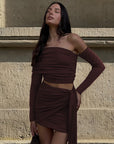 Pleated Off shoulder Skirt Set