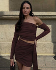Pleated Off shoulder Skirt Set
