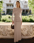 Beige Fold Bodycon Wrap Maxi Dress
