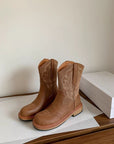 Brown Embroidered Cowboy Boots