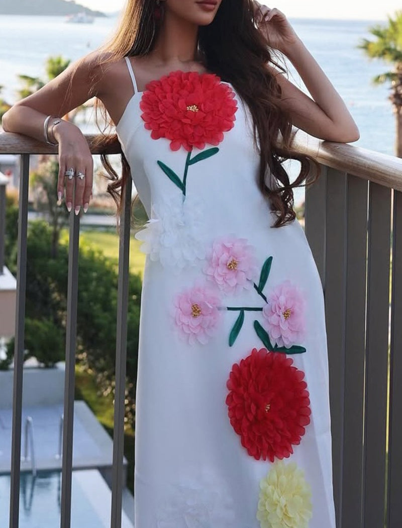 cotton designed floral 3d luxury maxi gown