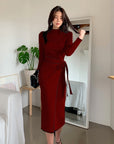 Knit Ribbed Wrap Midi Dress