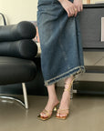 Lace up open kitten heels