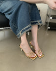 Lace up open kitten heels