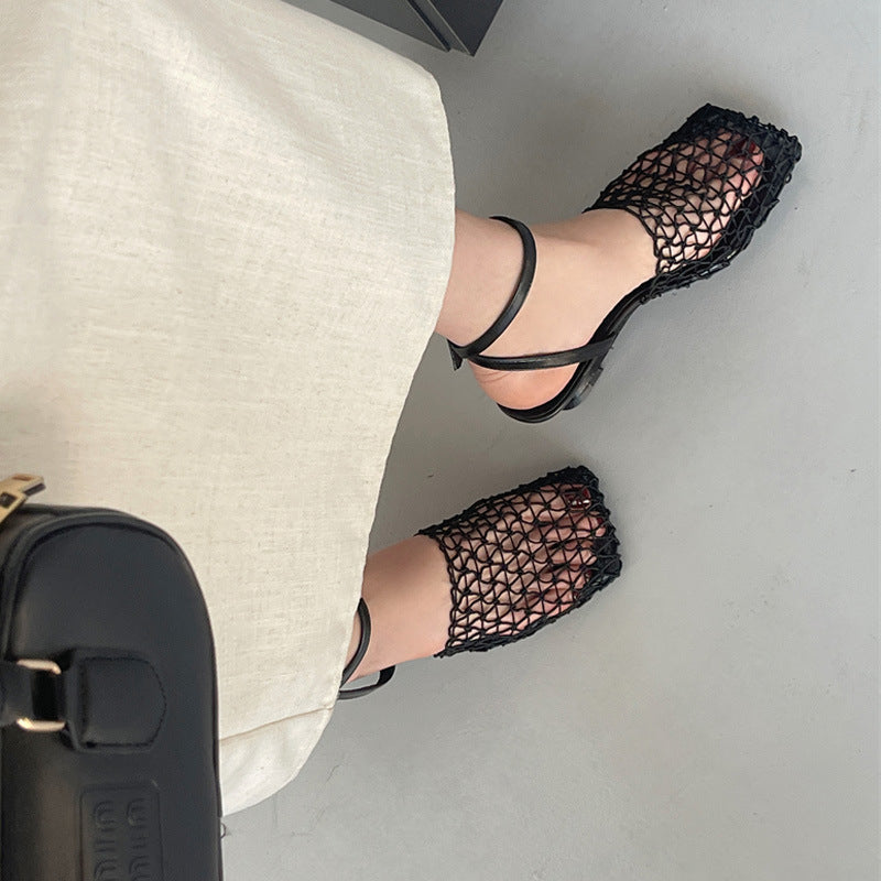 Mesh Toe Wedge Heels