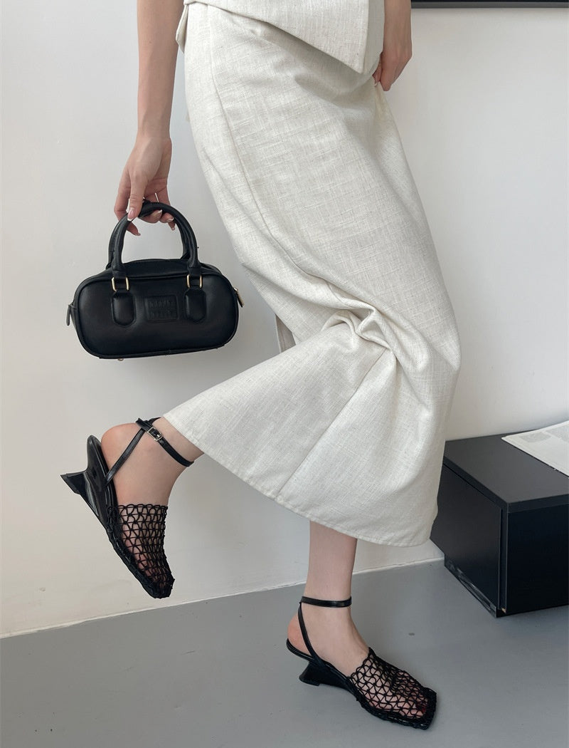 Mesh Toe Wedge Heels