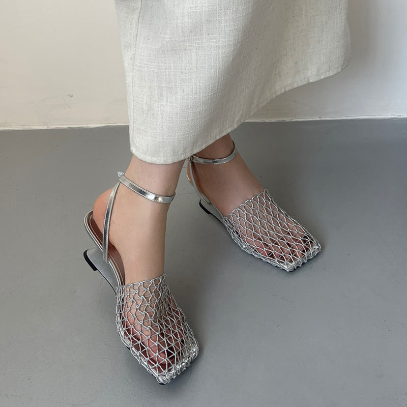 Mesh Toe Wedge Heels