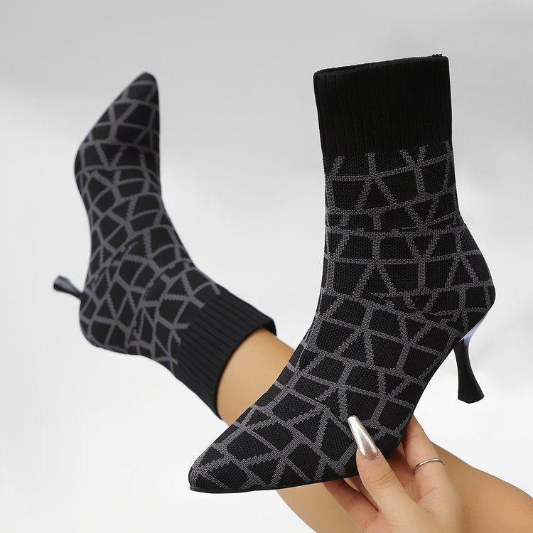 Patterned Sock Boots